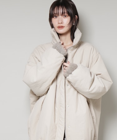 撥水加工 中綿スタンドオーバージップブルゾン