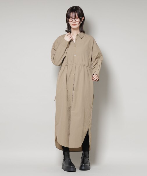 ナイロンタッサードロストシャツワンピース
