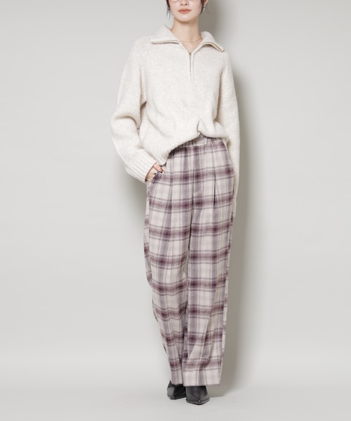 オンブレーチェックタックパンツ(セットアップ可)｜ナノ・ユニバースの