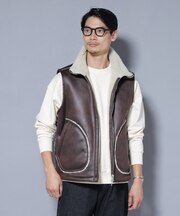 クラックフェイクムートンリバーシブルベスト