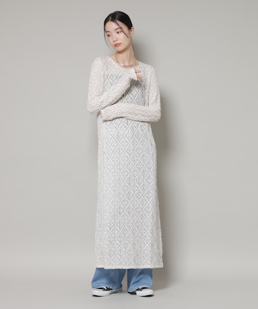 カットレースマキシワンピース