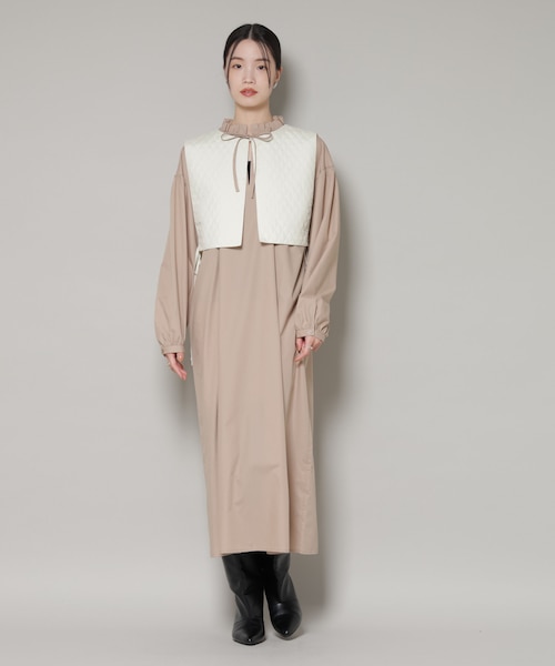 【NEW】ナノユニバース（NANO universe）/キルティングベスト×ギャザーワンピース アンサンブルセット キルティングベスト×ギャザーワンピース アンサンブルセット｜ナノ