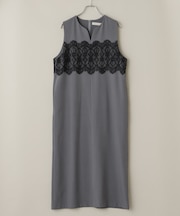 レース切り替えノースリーブワンピース