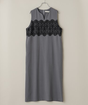 レース切り替えノースリーブワンピース