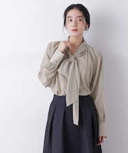 ドビードットリボンタイブラウス