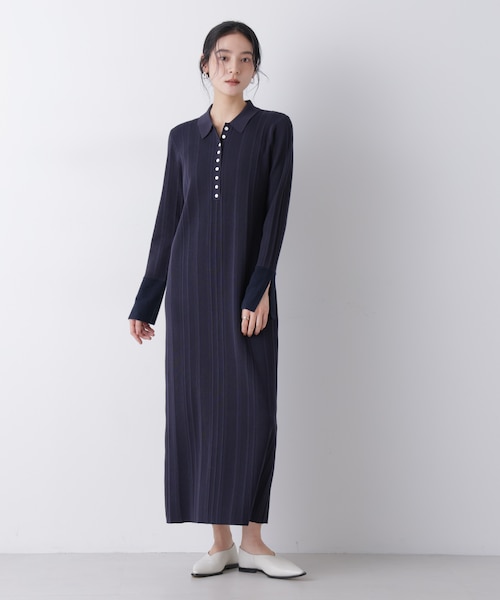 衿付きランダムリブニットワンピース｜ナノ・ユニバースの通販｜&mall