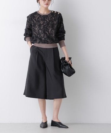 エアリーツイルボリュームキュロットパンツ