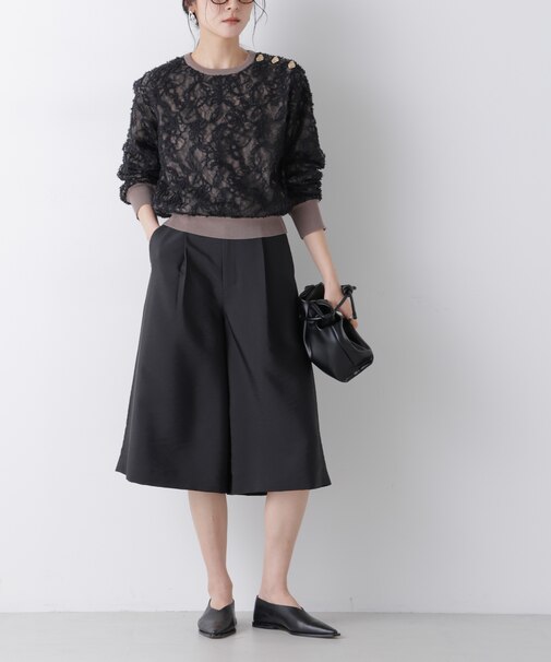 エアリーツイルボリュームキュロットパンツ