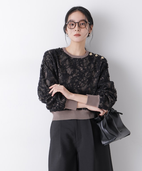 レースレイヤードニットプルオーバー｜ナノ・ユニバースの通販｜&mall