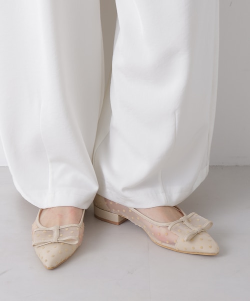 ドットフロッキーリボンパンプス｜ナノ・ユニバースの通販｜&mall