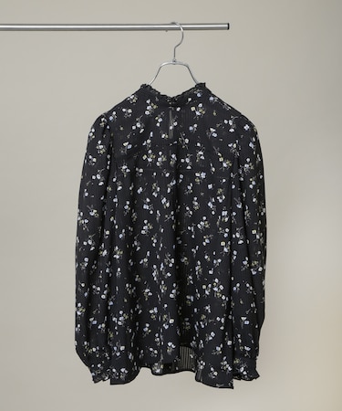 フラワープリントスタンドフリルブラウス(セットアップ可)