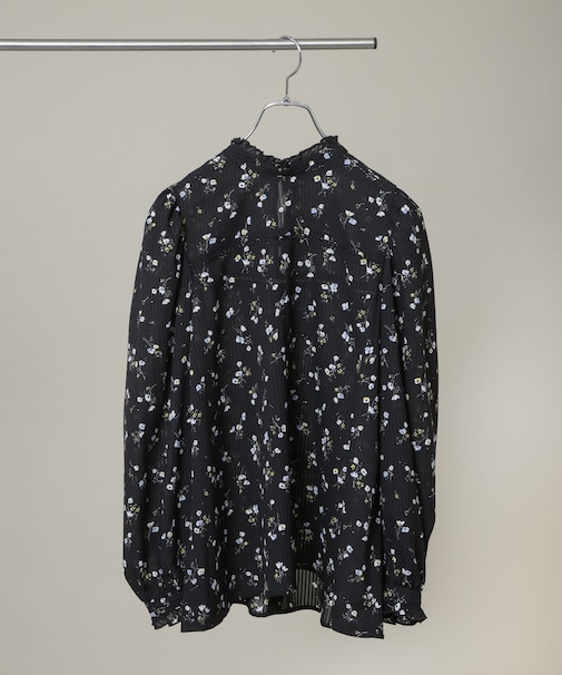 フラワープリントスタンドフリルブラウス(セットアップ可)