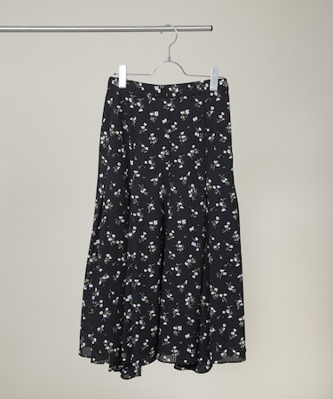 フラワープリントイレヘムタックフレアスカート(セットアップ可)