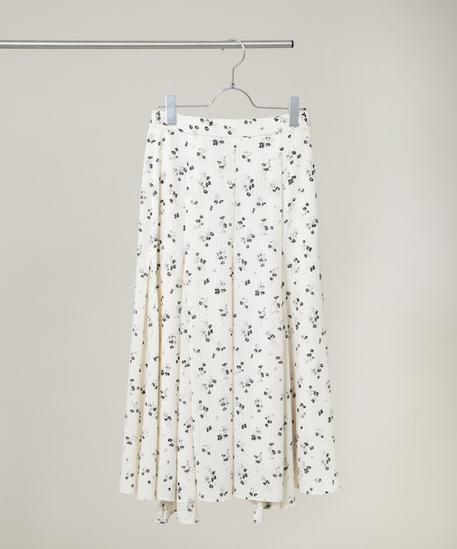 フラワープリントイレヘムタックフレアスカート(セットアップ可)