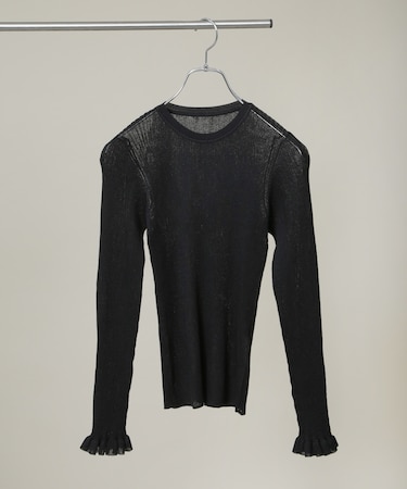 シアーリブフリルカフニット