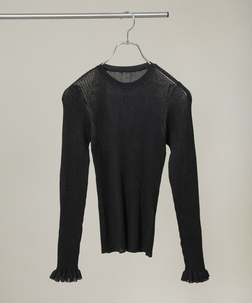 シアーリブフリルカフニット