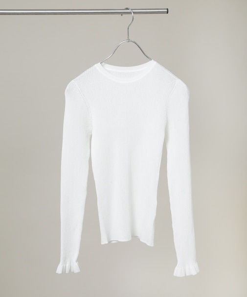 シアーリブフリルカフニット