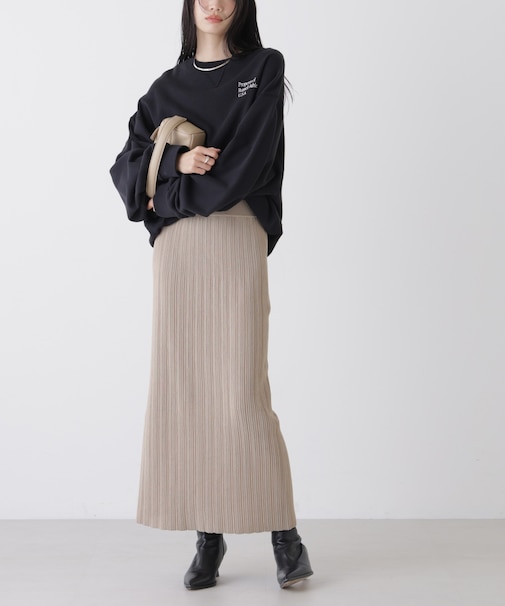 プリーツニットナロースカート(セットアップ可)