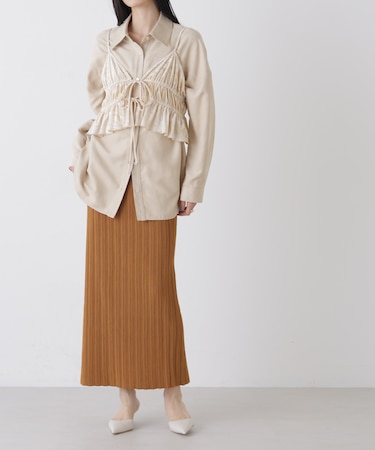 プリーツニットナロースカート(セットアップ可)