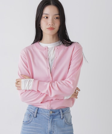 洗濯機洗可バンブーレーヨンニット パールボタンカーディガン