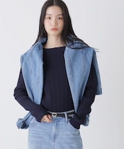 プリーツニットボートネックトップス(セットアップ可)