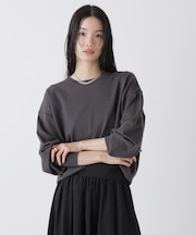 洗濯機洗可バンブーレーヨンニット ワイドクルーネックプルオーバー