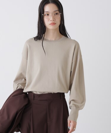 洗濯機洗可バンブーレーヨンニット ワイドクルーネックプルオーバー