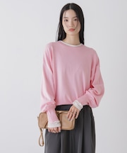 洗濯機洗可バンブーレーヨンニット ワイドクルーネックプルオーバー