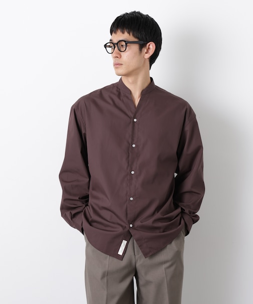 「大人のワイドシャツ」バンドカラー 長袖