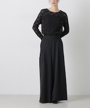 タックワイドカットジョーゼットパンツ