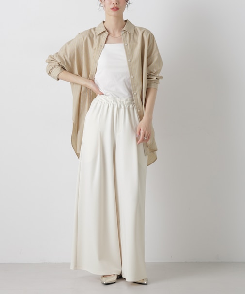 タックワイドカットジョーゼットパンツ