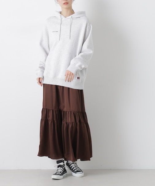 ティアード切り替えサテンギャザースカート