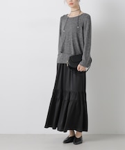 ティアード切り替えサテンギャザースカート