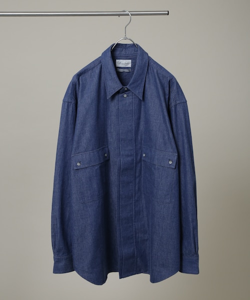 HF-ZIP DENIM L/S SHT/ハーフジップ デニム ロングスリーブ シャツ