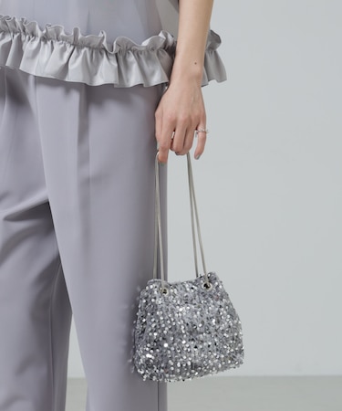 スパンコール巾着バッグ