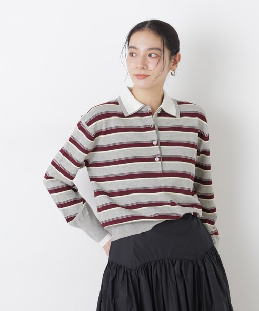 レイヤードライクボーダーポロニット
