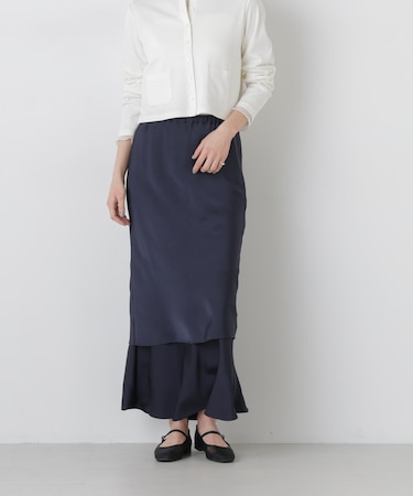 ダブルサテンレイヤードデザインスカート