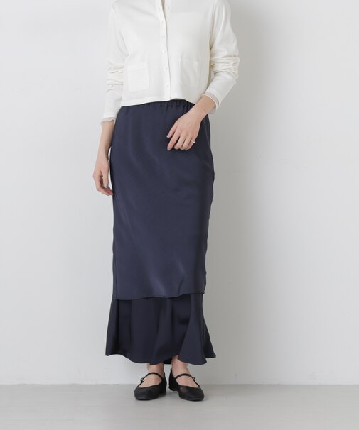 ダブルサテンレイヤードデザインスカート