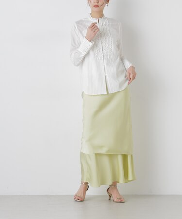 ダブルサテンレイヤードデザインスカート