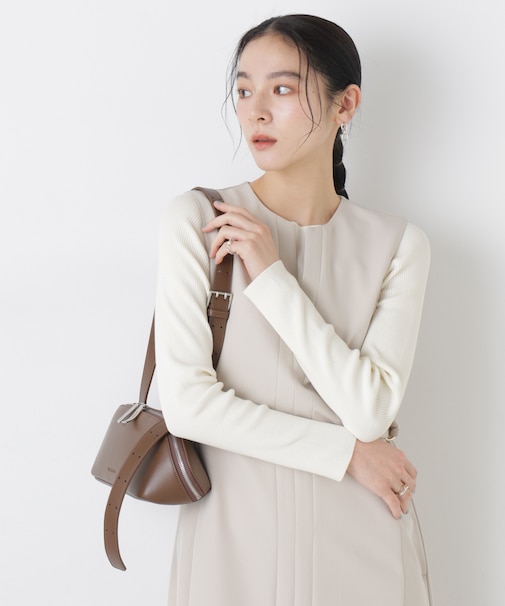 ウォッシャブルハイツイストボートネックリブニット