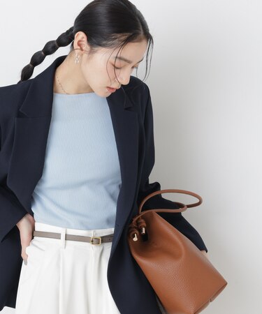 ウォッシャブルハイツイストボートネックリブニット