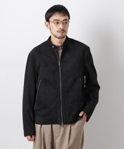 フェイクスエードバンドカラーライダースジャケット