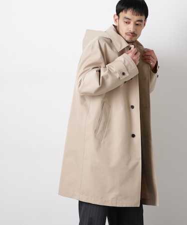 フーデッドステンカラーコート｢WARP PRINT｣ライニング