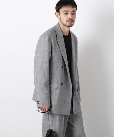 グレンチェックダブルブレストジャケット（セットアップ可）