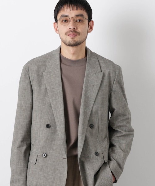 グレンチェックダブルブレストジャケット（セットアップ可）｜ナノ