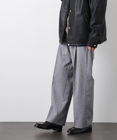 「大人のワイドパンツ」スラブシャークスキンイージースラックス