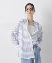 ブロードワイドシルエットストライプシャツ