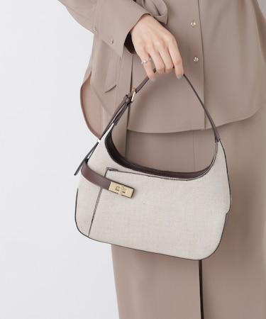 ターンロックベルトキャンバスワンハンドルバッグ