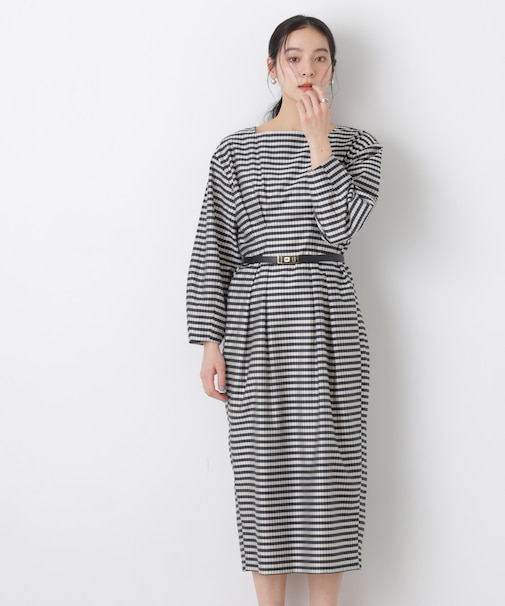 コンストラクテッドシェイプチェックワンピース