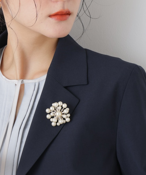 フェイクパールスパークルブローチ